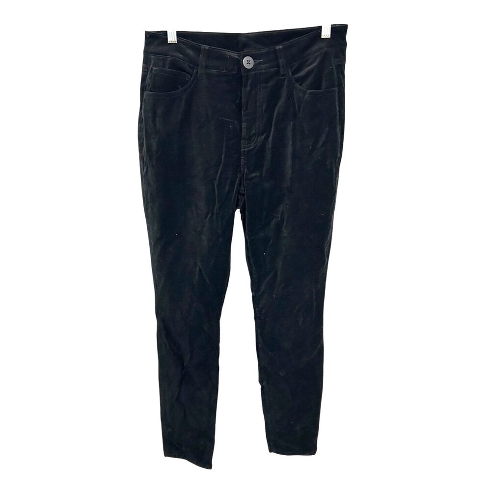 Cabi Black Velvet Pants Size 8 Womens Stretch Slim Fit Cotton Blend